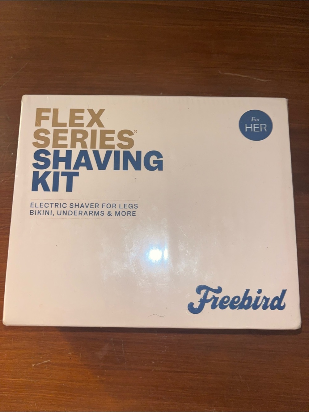 freebird Shaving Kit in White with Blue and Gold Lettering